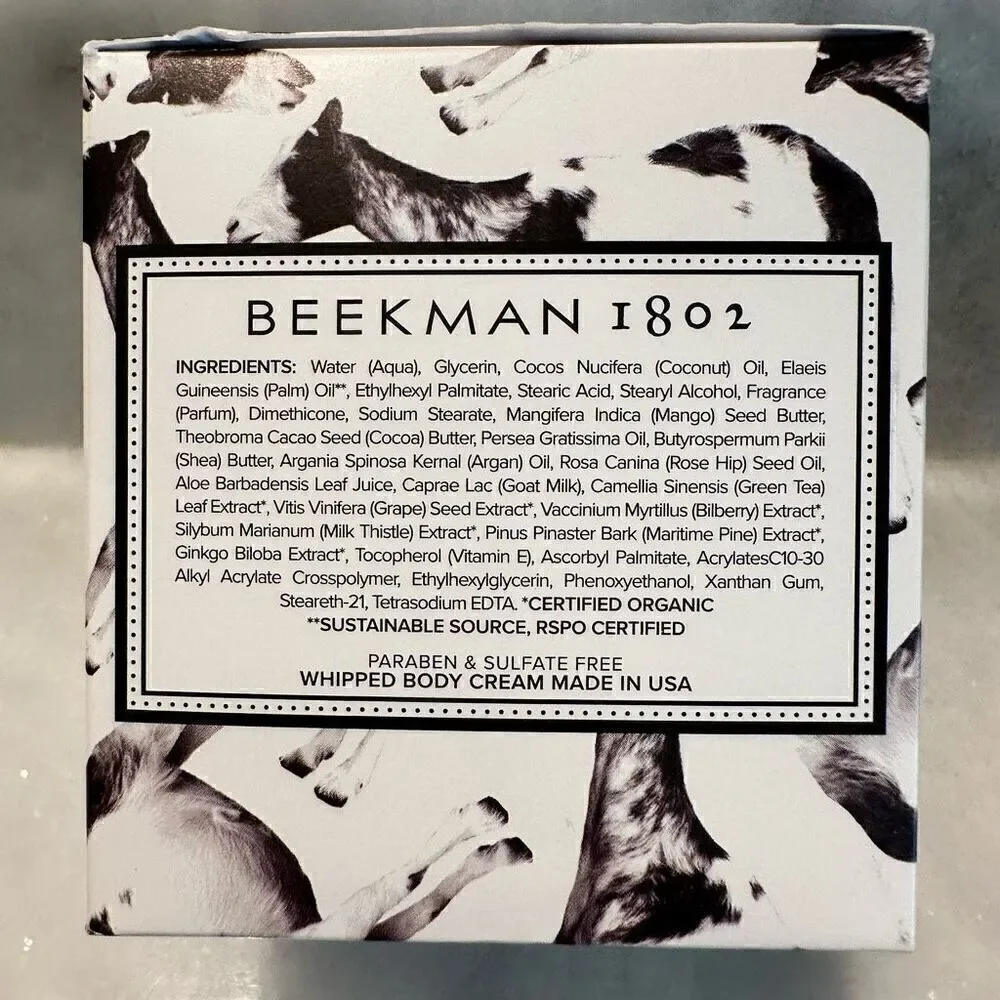 NWT Beekman 1802 Premium Natural Pure Goat Milk Whipped Body Cream 8 oz. Sealed